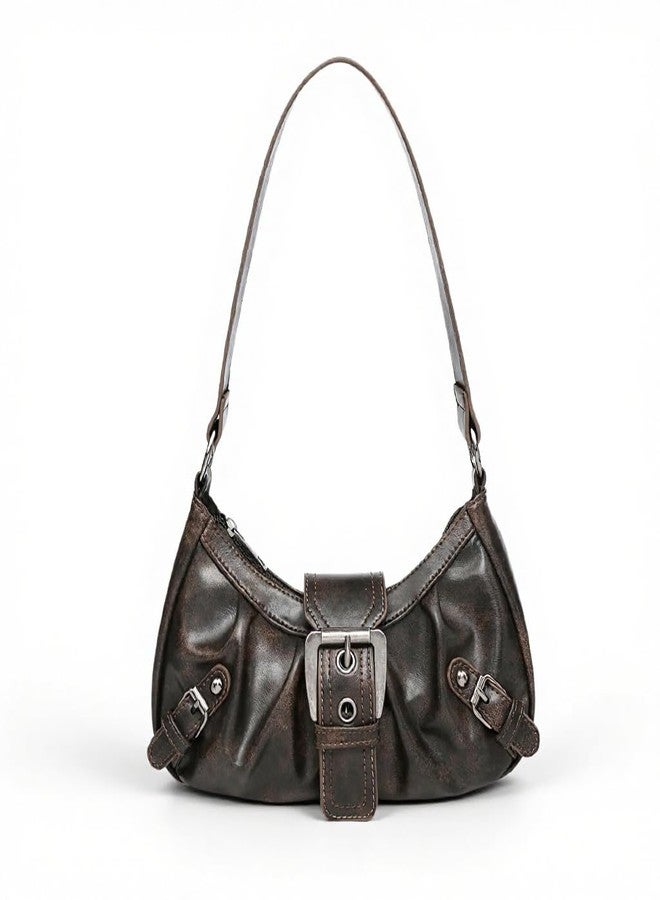 PALAY® Shoulder Bag for Woman Brown Y2K Purse Top Handle Handbag Small Goth Punk Hobo Clutch Purses Trendy Underarm Bag - Image 1